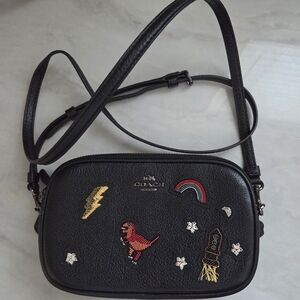 Coach Black Crossbody Bag with Embroidered Accents
